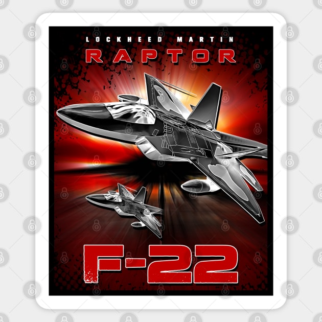 F-22 Raptor Fighterjet Us Air Force Warbird Sticker by aeroloversclothing